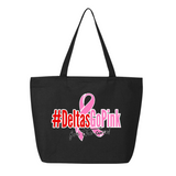 Delta Sigma Theta DST Breast Cancer Awareness Printed Zippered Canvas Totes