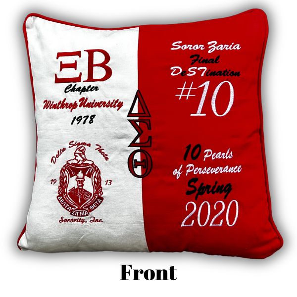 Delta Sigma Theta DST Embroidered Personalized Initiation Pillow