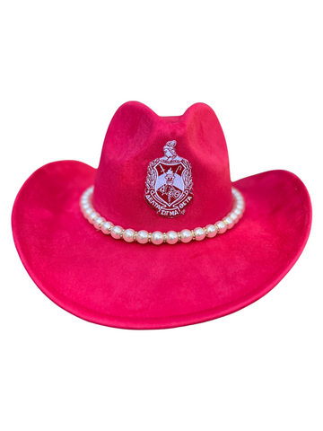 Delta Sigma Theta DST Crested Faux Suede Cowgirl Hat