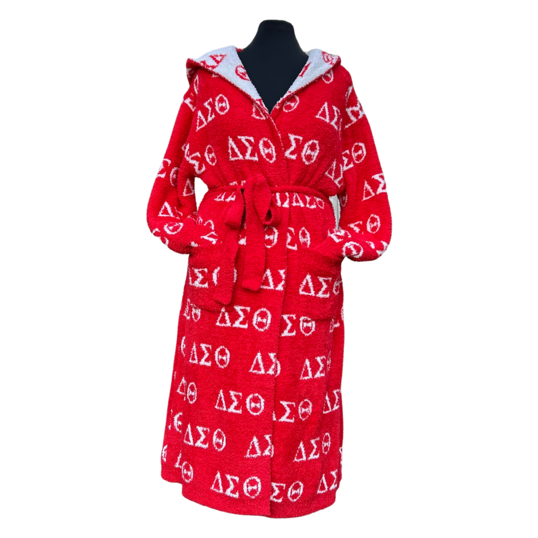 Delta Room Robe Delta Sigma Theta DST Plush and Cozy Hooded Robe – Washington Designs