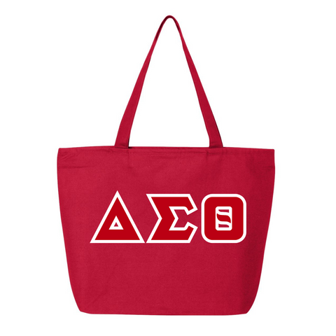 Delta Sigma Theta DST Embroidered Symbols Zippered Canvas Totes