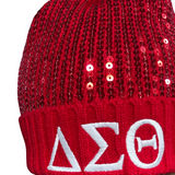 Delta Sigma Theta DST Sequined Pom-Pom Beanies