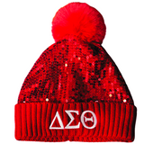 Delta Sigma Theta DST Sequined Pom-Pom Beanies