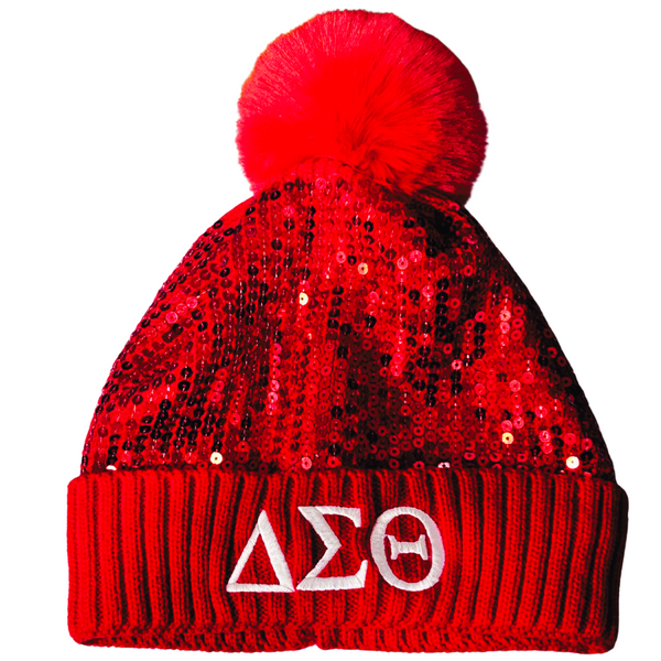 Delta Sigma Theta DST Sequined Pom-Pom Beanies – Washington Designs