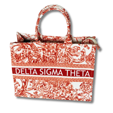 Pre-Order begins shipping 2/28/24 Delta Sigma Theta DST Printed Canvas Book Tote