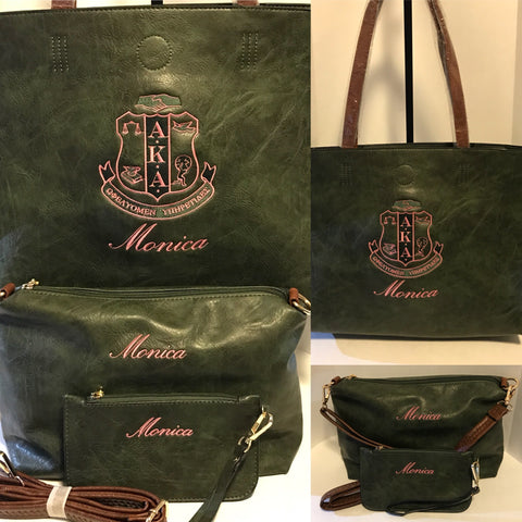 Alpha Kappa Alpha AKA Signature 3pc Tote Set