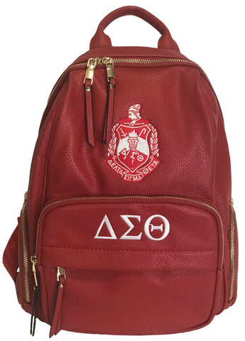 Delta Sigma Theta DST Crested Vegan Leather Backpack