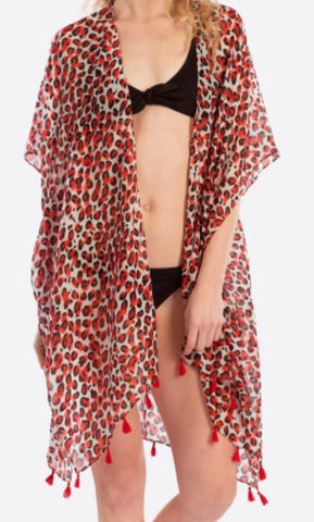 Clearance DST Crimson & Cream Leopard Cover Up