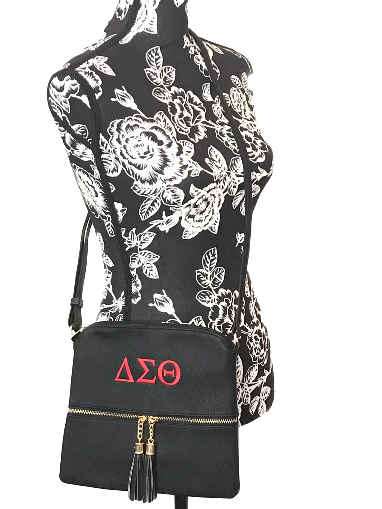 Delta Sigma Theta (ΔΣΘ) Red & Black, 1 Shoulder Crossbody Sling/Should